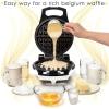 Moss & Stone Belgian Waffle Maker, Electric Waffle Machine, Flips & Non-Stick Grids,Temperature Control, Round Waffle (Black)(White)