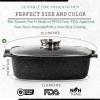 Moss & Stone Carbon Steel Roaster Pan With “V” Shape Removable Roasting Rack Set, 16.5 Inch Rectangular Nonstick Roasting Pan, Turkey Roaster Pan Rack With Carving Fork & Chef Knife(Multi-Purpose Casserole Roasting Pan)