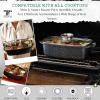 Moss & Stone Carbon Steel Roaster Pan With “V” Shape Removable Roasting Rack Set, 16.5 Inch Rectangular Nonstick Roasting Pan, Turkey Roaster Pan Rack With Carving Fork & Chef Knife(Multi-Purpose Casserole Roasting Pan)