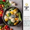 Moss & Stone Carbon Steel Roaster Pan With “V” Shape Removable Roasting Rack Set, 16.5 Inch Rectangular Nonstick Roasting Pan, Turkey Roaster Pan Rack With Carving Fork & Chef Knife(Induction Round Double Handle Skillet)