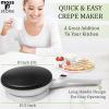Moss & Stone Electric Crepe Maker – 8” Portable Crepe Pan Nonstick with Dipping Plate, Auto Shut-Off, On/Off Switch, Even Heating & One Automatic Temperature Control – Compact Crepe Maker(Cordless White)