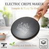 Moss & Stone Electric Crepe Maker – 8” Portable Crepe Pan Nonstick with Dipping Plate, Auto Shut-Off, On/Off Switch, Even Heating & One Automatic Temperature Control – Compact Crepe Maker(Electric Gold)