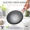 Moss & Stone Electric Crepe Maker – 8” Portable Crepe Pan Nonstick with Dipping Plate, Auto Shut-Off, On/Off Switch, Even Heating & One Automatic Temperature Control – Compact Crepe Maker(Electric Pink)