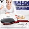Moss & Stone Electric Crepe Maker – 8” Portable Crepe Pan Nonstick with Dipping Plate, Auto Shut-Off, On/Off Switch, Even Heating & One Automatic Temperature Control – Compact Crepe Maker(Electric Red)