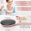 Moss & Stone Electric Crepe Maker – 8” Portable Crepe Pan Nonstick with Dipping Plate, Auto Shut-Off, On/Off Switch, Even Heating & One Automatic Temperature Control – Compact Crepe Maker(Electric Pink)