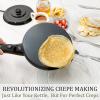Moss & Stone Electric Crepe Maker – 8” Portable Crepe Pan Nonstick with Dipping Plate, Auto Shut-Off, On/Off Switch, Even Heating & One Automatic Temperature Control – Compact Crepe Maker(Cordless Black)
