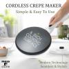 Moss & Stone Electric Crepe Maker – 8” Portable Crepe Pan Nonstick with Dipping Plate, Auto Shut-Off, On/Off Switch, Even Heating & One Automatic Temperature Control – Compact Crepe Maker(Cordless White)