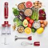 Moss & Stone Hand Blender With Egg Whisk, Powerful 300-Watt Stick Blender, Hand Mixer Set Stainless Steel Shaft & Blades, Black Handheld Blender With Ergonomic Handle (Without Chopper)(Red)
