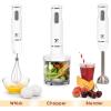 Moss & Stone Hand Blender With Egg Whisk, Powerful 300-Watt Stick Blender, Hand Mixer Set Stainless Steel Shaft & Blades, Black Handheld Blender With Ergonomic Handle (Without Chopper)(White)