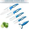 Moss & Stone Kitchen Cutlery White Ceramic Knife Set, Ceramic Knife Set and Fruit Peeler, Rust Proof & Stain Resistant, Kitchen Cooking Knife Set 5 pieces Blue Knives(Blue)