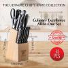 Moss & Stone Professional Kitchen Knife Chef Set, 6 Pcs Small Knife Set With Block, Premium Kitchen Knife Set Stainless Steel, Scratch Resistant & Rust Proof, Knife Block With Sharp Cooking Knives.(Black)