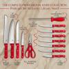 Moss & Stone Professional Kitchen Knife Chef Set, 6 Pcs Small Knife Set With Block, Premium Kitchen Knife Set Stainless Steel, Scratch Resistant & Rust Proof, Knife Block With Sharp Cooking Knives.(Red)