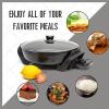 Moss & Stone Round Electric Skillet with Lid – 12×12 Inch Aluminum Nonstick Electric Frying Pan 5Qt, Adjustable Temperature Control, Vented Glass Lid, Dishwasher Safe, Heat-Resistant Handles(Round)