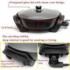Moss & Stone Round Electric Skillet with Lid – 12×12 Inch Aluminum Nonstick Electric Frying Pan 5Qt, Adjustable Temperature Control, Vented Glass Lid, Dishwasher Safe, Heat-Resistant Handles(Round)