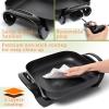 Moss & Stone Round Electric Skillet with Lid – 12×12 Inch Aluminum Nonstick Electric Frying Pan 5Qt, Adjustable Temperature Control, Vented Glass Lid, Dishwasher Safe, Heat-Resistant Handles(Square)