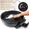 Moss & Stone Round Electric Skillet with Lid – 12×12 Inch Aluminum Nonstick Electric Frying Pan 5Qt, Adjustable Temperature Control, Vented Glass Lid, Dishwasher Safe, Heat-Resistant Handles(Round)