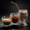 Moss & Stone Set of 4 Double Wall Glass Cup Clear Mug, Double Walled Coffee Mugs 7.5 Oz, Glass Tea Mugs, Insulated Coffee Mug With Handle.(3 Cups)