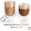 Moss & Stone Set of 4 Double Wall Glass Cup Clear Mug, Double Walled Coffee Mugs 7.5 Oz, Glass Tea Mugs, Insulated Coffee Mug With Handle.(3 Cups)