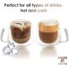 Moss & Stone Set of 4 Double Wall Glass Cup Clear Mug, Double Walled Coffee Mugs 7.5 Oz, Glass Tea Mugs, Insulated Coffee Mug With Handle.(4 Cups)