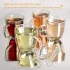 Moss & Stone Set of 4 Double Wall Glass Cup Clear Mug, Double Walled Coffee Mugs 7.5 Oz, Glass Tea Mugs, Insulated Coffee Mug With Handle.(4 Cups with 2 Spoons)