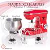 Moss & Stone Stand Mixer With Lcd Display, 6 Speed Electric Mixer With 5.5 Quart Stainless Steel Mixing Bowl, Kitchen Mixer With Dough Hook, Egg Whisk, Beater & Baking Spatula, Food Mixer With Timer(Red)