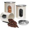 Moss & Stone 3-Piece Beige Canisters Sets For The Kitchen, Airtight Canister Set With See Through Window, Storage Jars for Coffee Container, Tea Organizer & Sugar Canister, Beige Kitchen Canisters(Beige)