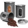 Moss & Stone 3-Piece Beige Canisters Sets For The Kitchen, Airtight Canister Set With See Through Window, Storage Jars for Coffee Container, Tea Organizer & Sugar Canister, Beige Kitchen Canisters(Gray)