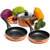 Moss & Stone 4 Peice Pots & Pans Set Nonstick Cookware Set, Aluminum Pots and Pans, Copper Pots and Pans Set with Glass Lid, Dishwasher Safe, Cooking Set