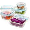 Moss & Stone 4-Pack Divided Kitchen Glass Food Storage Containers Set with Lids – Reusable 2-Compartment Glass Meal Prep Containers for Kitchen, Lunch or Fridge, Airtight Snap-Lock – 2 Sizes Included(10-Pcs Rectangular & Square)