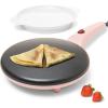 Moss & Stone Electric Crepe Maker – 8” Portable Crepe Pan Nonstick with Dipping Plate, Auto Shut-Off, On/Off Switch, Even Heating & One Automatic Temperature Control – Compact Crepe Maker(Electric Pink)