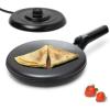 Moss & Stone Electric Crepe Maker – 8” Portable Crepe Pan Nonstick with Dipping Plate, Auto Shut-Off, On/Off Switch, Even Heating & One Automatic Temperature Control – Compact Crepe Maker(Cordless Black)