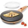 Moss & Stone Electric Crepe Maker – 8” Portable Crepe Pan Nonstick with Dipping Plate, Auto Shut-Off, On/Off Switch, Even Heating & One Automatic Temperature Control – Compact Crepe Maker(Electric Gold)