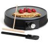 Moss & Stone Electric Crepe Maker – 8” Portable Crepe Pan Nonstick with Dipping Plate, Auto Shut-Off, On/Off Switch, Even Heating & One Automatic Temperature Control – Compact Crepe Maker(Zed Black)