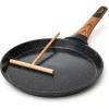 Moss & Stone Electric Crepe Maker – 8” Portable Crepe Pan Nonstick with Dipping Plate, Auto Shut-Off, On/Off Switch, Even Heating & One Automatic Temperature Control – Compact Crepe Maker(Stove Black)