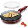 Moss & Stone Electric Crepe Maker – 8” Portable Crepe Pan Nonstick with Dipping Plate, Auto Shut-Off, On/Off Switch, Even Heating & One Automatic Temperature Control – Compact Crepe Maker(Electric Red)