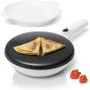 Moss & Stone Electric Crepe Maker – 8” Portable Crepe Pan Nonstick with Dipping Plate, Auto Shut-Off, On/Off Switch, Even Heating & One Automatic Temperature Control – Compact Crepe Maker(Cordless White)