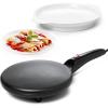 Moss & Stone Electric Crepe Maker – 8” Portable Crepe Pan Nonstick with Dipping Plate, Auto Shut-Off, On/Off Switch, Even Heating & One Automatic Temperature Control – Compact Crepe Maker(Electric Black)