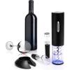 Moss & Stone Electric Wine Opener Set, Corkscrew Remover With USB Charging, Wine Bottle Opener with Wine Pourer, Foil Cutter & Vacuum Stopper, Automatic Wine Opener For Wine Lovers (Red)(Black)