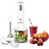 Moss & Stone Hand Blender With Egg Whisk, Powerful 300-Watt Stick Blender, Hand Mixer Set Stainless Steel Shaft & Blades, Black Handheld Blender With Ergonomic Handle (Without Chopper)(White)
