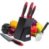 Moss & Stone Professional Kitchen Knife Chef Set, 6 Pcs Small Knife Set With Block, Premium Kitchen Knife Set Stainless Steel, Scratch Resistant & Rust Proof, Knife Block With Sharp Cooking Knives.(7 Pcs Black & Red)