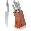 Moss & Stone Professional Kitchen Knife Chef Set, 6 Pcs Small Knife Set With Block, Premium Kitchen Knife Set Stainless Steel, Scratch Resistant & Rust Proof, Knife Block With Sharp Cooking Knives.(Stainless Steel)