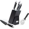 Moss & Stone Professional Kitchen Knife Chef Set, 6 Pcs Small Knife Set With Block, Premium Kitchen Knife Set Stainless Steel, Scratch Resistant & Rust Proof, Knife Block With Sharp Cooking Knives.(7 Pcs Black & White)