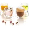 Moss & Stone Set of 4 Double Wall Glass Cup Clear Mug, Double Walled Coffee Mugs 7.5 Oz, Glass Tea Mugs, Insulated Coffee Mug With Handle.(4 Cups)