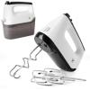 Moss & Stone White Hand Mixer With Snap-On Storage Case, 6 Speed Hand Mixer Electric, 250w Power handheld Mixer for Baking Cake Egg Cream Food Beater, & 4 Stainless Steel Accessories(White & Black)