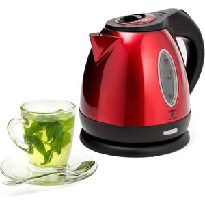 Moss & Stone 1.2L Stainless Steel Small Electric Kettle Red Color, Cordless 1500w Fast Boiling Pot, Portable Hot Water Electric Tea Kettle With Boil Dry Protection & Auto Shut-Off(Red)