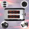 Moss & Stone 2 Slice Toaster, 1.5in Extra-Wide Slot For Bagel & Defrost with 5 Shade Settings, Bread Toaster 2 Slice With Removable Crumb Tray, Black
