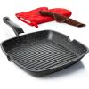 imageMoss ampamp Stone 12 Nonstick Grill Pan for Indoor Cooking Cast Aluminum Griddle Pan for Stove Top ampamp Induction Dishwasher ampamp Oven Safe Grill Pan with Lid Silicone Handles PFOA FreeSquare Grill Pan Regular Handle Design